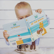 Mizzie The Kangaroo Baby Board Book Educational Toy At the Beach with baby