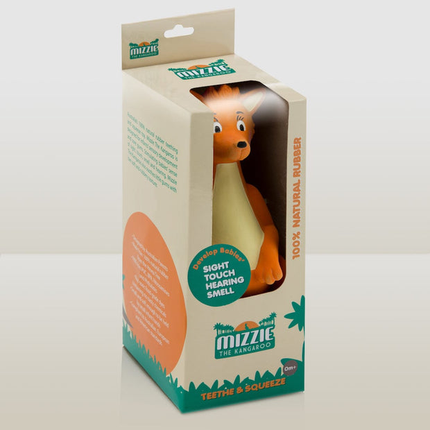 Mizzie The Kangaroo 100% Natural Rubber Teething Toy in box