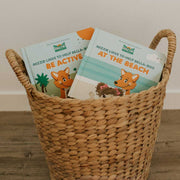 Basket with Mizzie Interactive 'Touch and Feel' Baby Board Books At the Beach and Be Active
